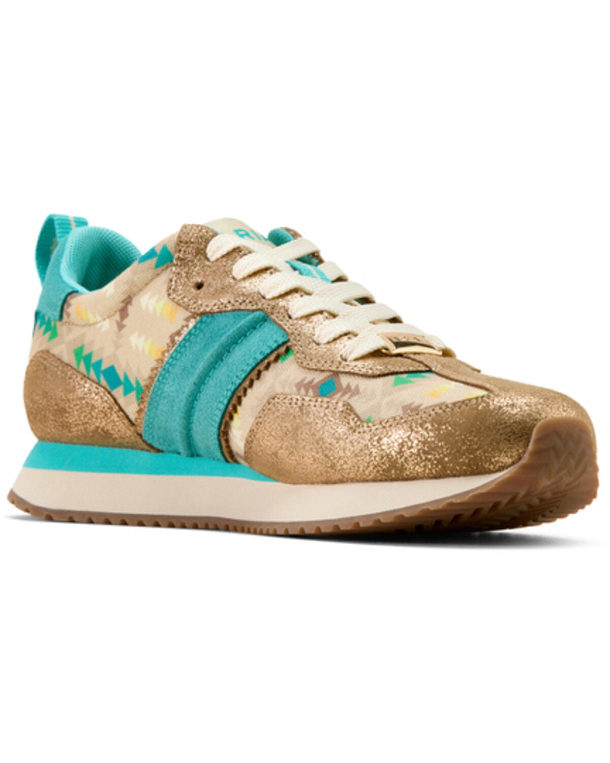 Ariat Women's Ranch Runner Southwestern Print Casual Shoes, Turquoise, hi-res