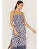 Angie Women's Large Geo Print Midi Dress, Blue, hi-res