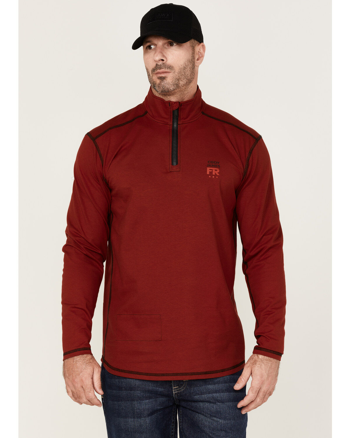 Image #1 - Cody James Men's FR Knit 1/4 Zip-Front Work Pullover, Dark Red, hi-res