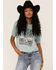 Image #1 - Rock & Roll Denim Women's Dale Brisby Rodeo Time Sunglass Graphic Tee, Teal, hi-res