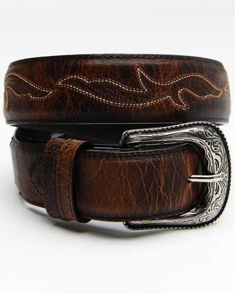 Image #1 - Cody James Men's Orange Stitched Belt, Brown, hi-res
