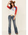 Image #2 - Cruel Girl Women's Jean Baby Graphic Ringer Tee, Red/white/blue, hi-res