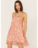 Image #1 - Wild Moss Women's Gingham Floral Print Slip Mini Dress, Red, hi-res