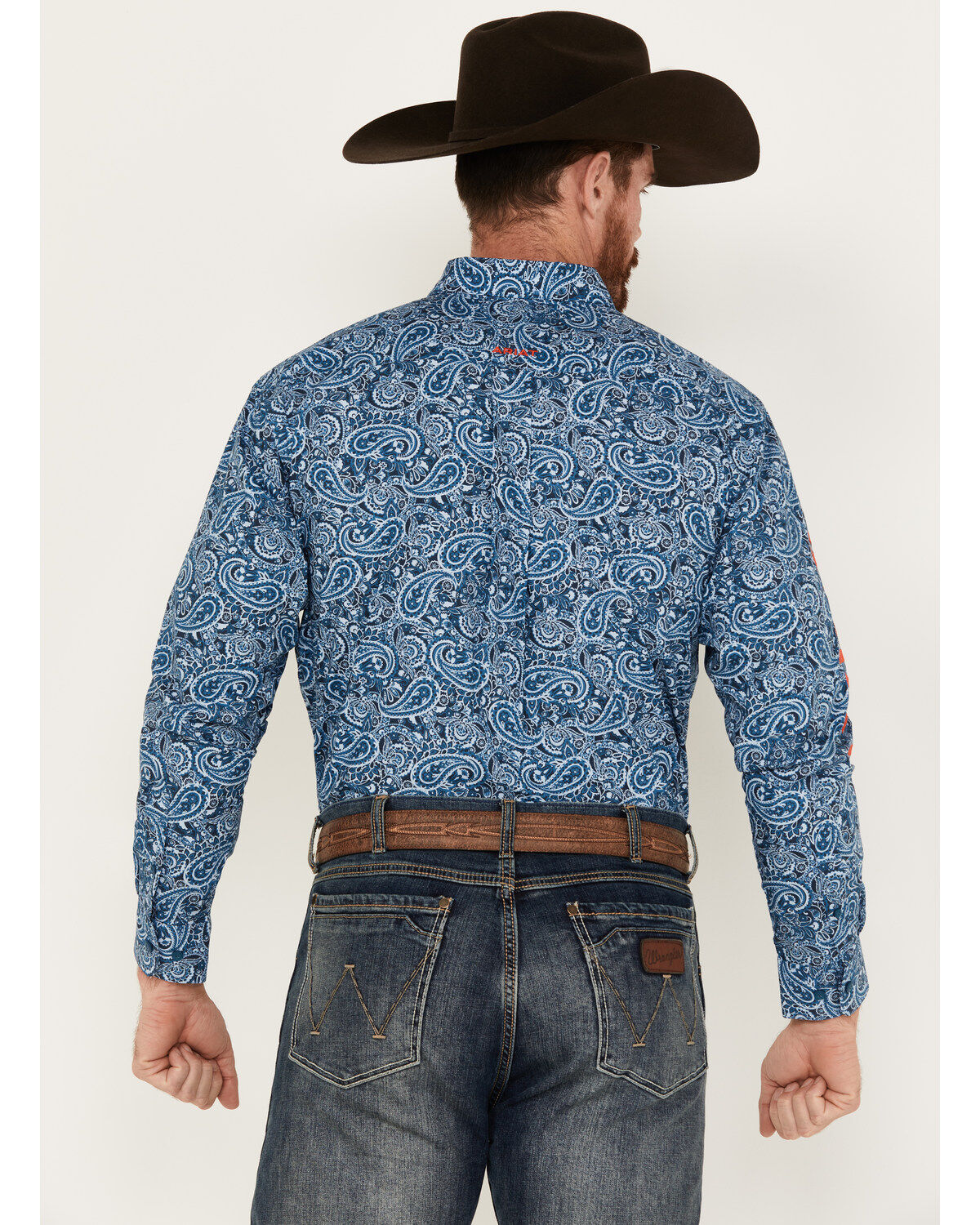 Image #4 - Ariat Men's Team Wayde Paisley Print Long Sleeve Button-Down Western Shirt, Blue, hi-res