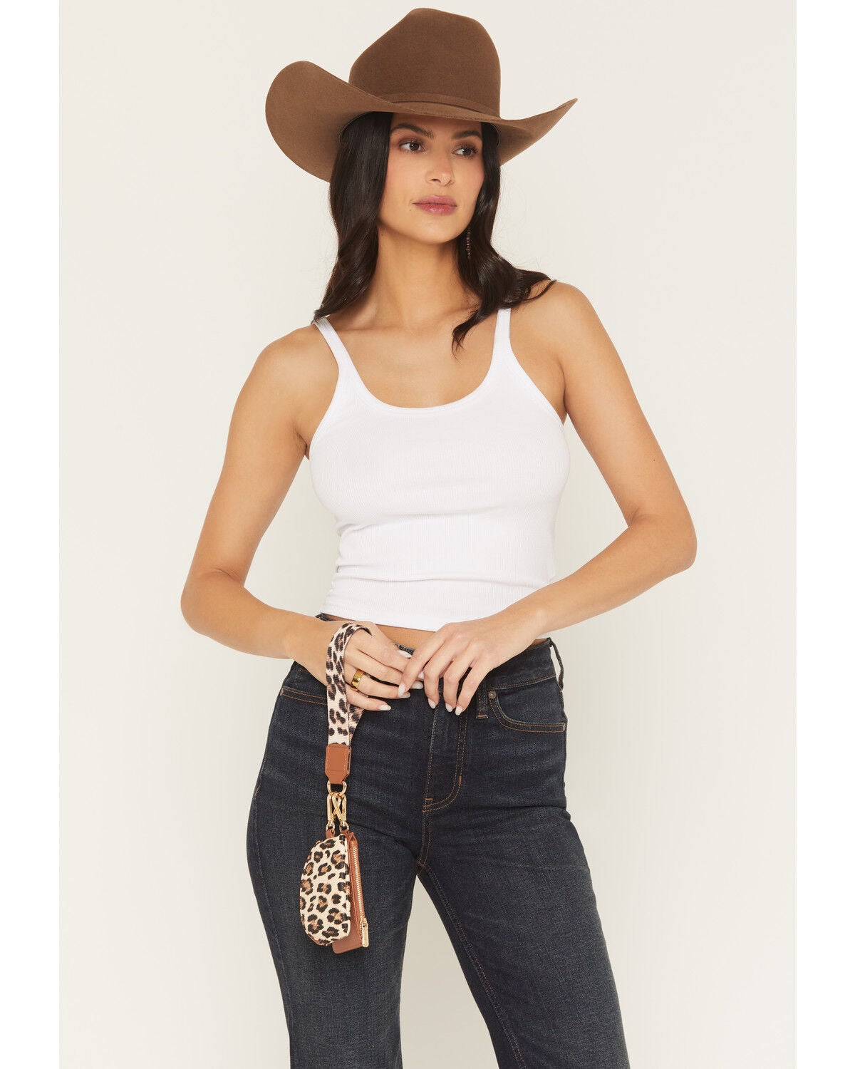 Wrangler Women's Boot Barn Exclusive Leopard Print Keychain Coin Wallet, Brown, hi-res