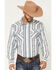 Image #1 - Panhandle Men's Vintage Southwestern Striped Long Sleeve Pearl Snap Western Shirt, Natural, hi-res