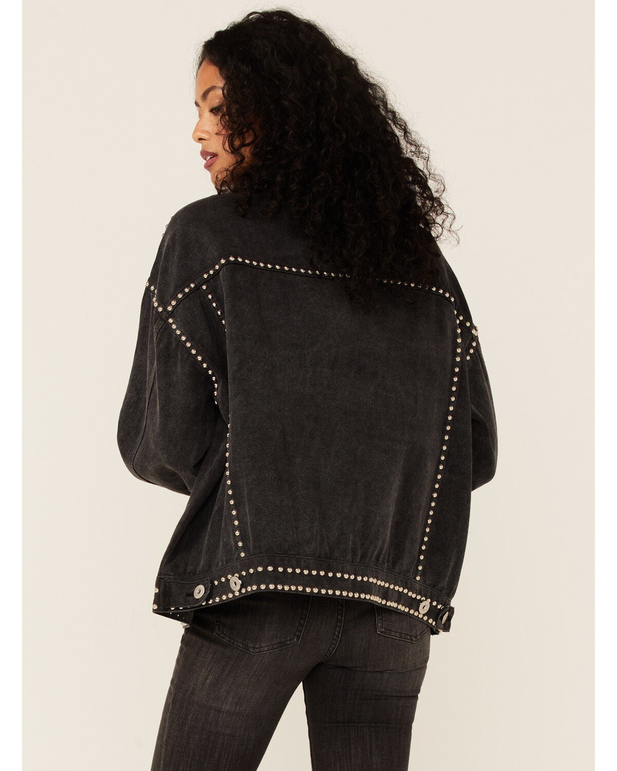 studded denim jacket black