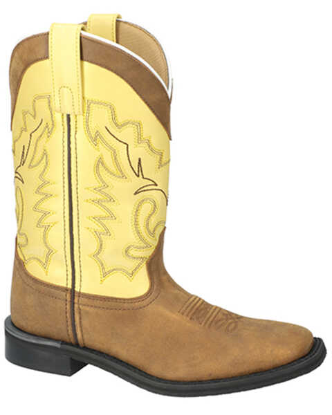 Smoky Mountain Women's Yellow Rose Western Boots - Broad Square Toe , Yellow, hi-res