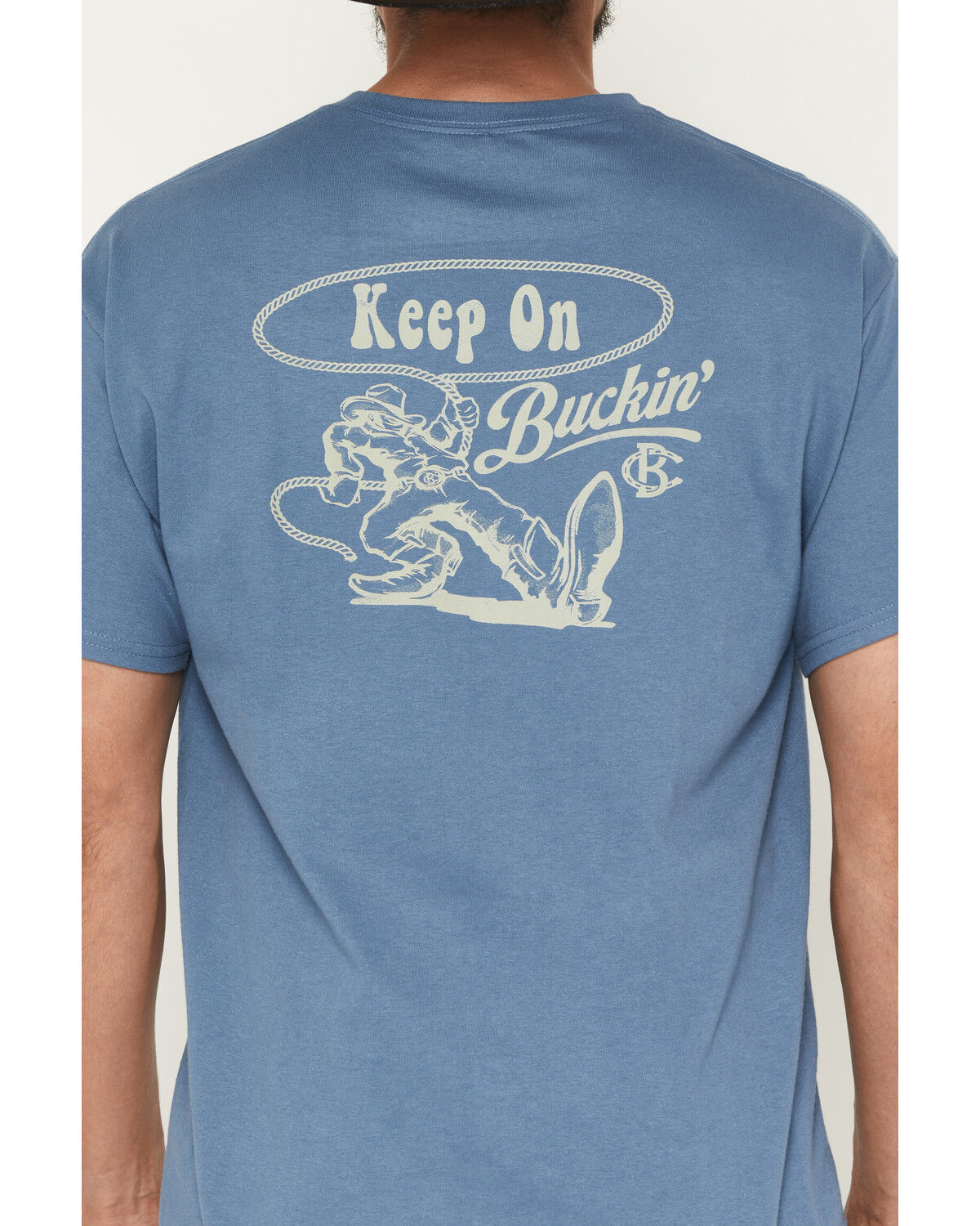 Image #4 - Bucking Chutes Men's Keep On Buckin Short Sleeve Graphic T-Shirt, Blue, hi-res