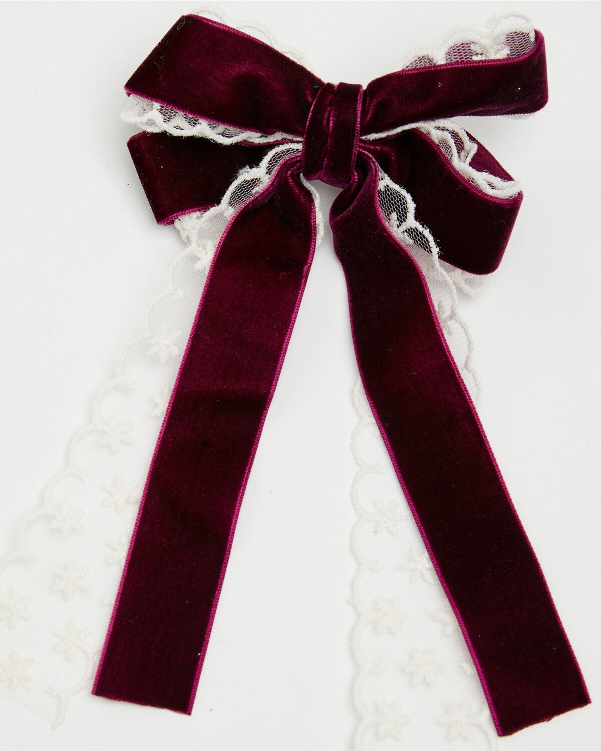 Image #2 - Shyanne Women's Velvet Lace Boot Bow, Burgundy, hi-res