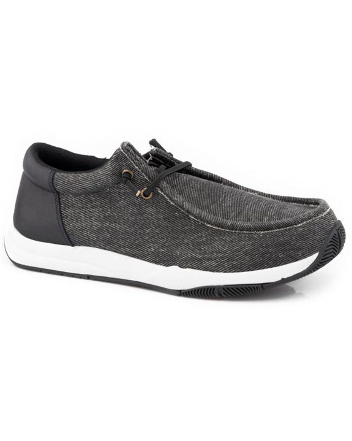 Roper Men's Clearcut Low Casual Shoes - Moc Toe, Black, hi-res