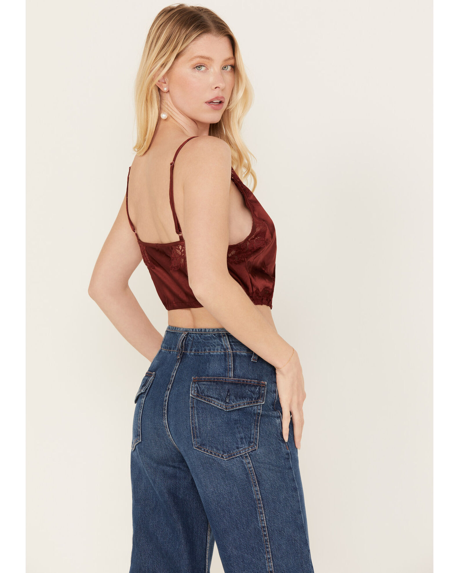 Image #4 - Free People Women's Night Out Blouson Brami, Burgundy, hi-res