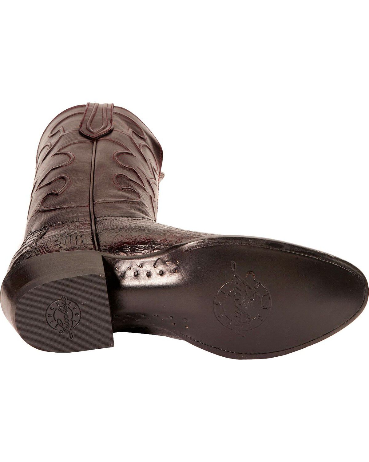 Image #5 - Lucchese Men's Charles Crocodile Belly Cowboy Boots - Round Toe, Black Cherry, hi-res