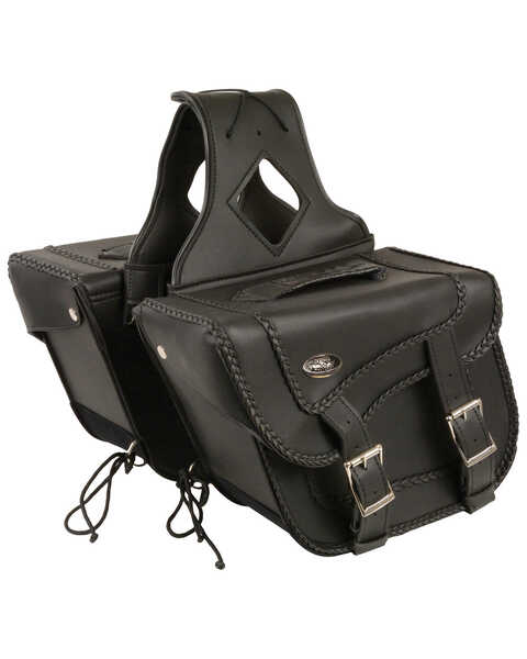Milwaukee Leather Medium Braided Zip-Off Throw Over Saddle Bag, Black, hi-res