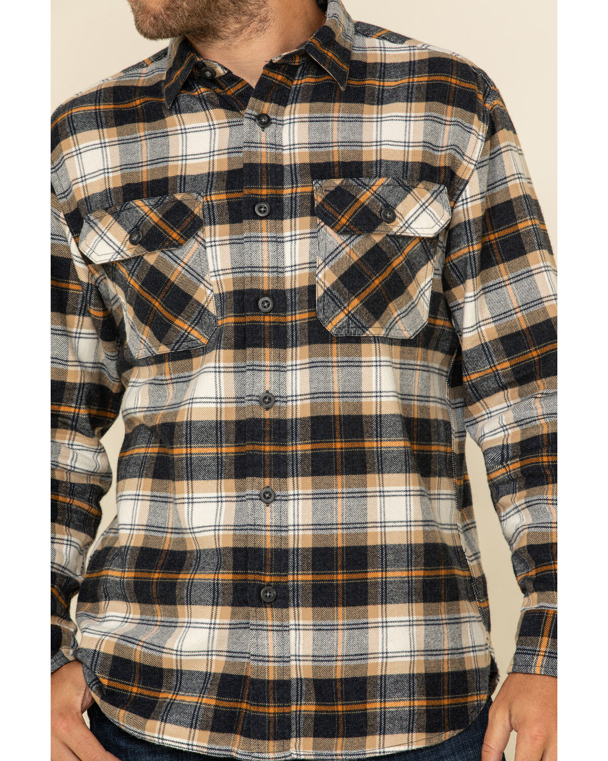 Image #4 - Pendleton Men's Navy Burnside Small Plaid Long Sleeve Western Flannel Shirt , , hi-res
