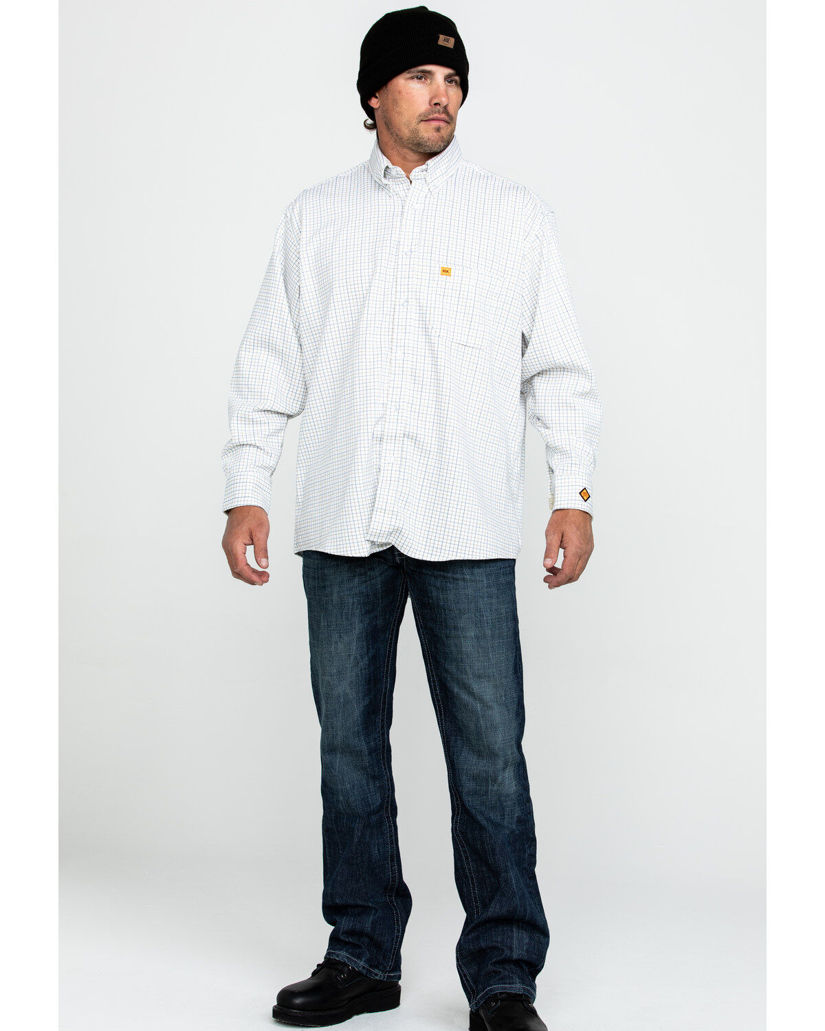 Image #6 - Wrangler 20X Men's FR Mini Check Plaid Print Long Sleeve Work Shirt - Big , , hi-res