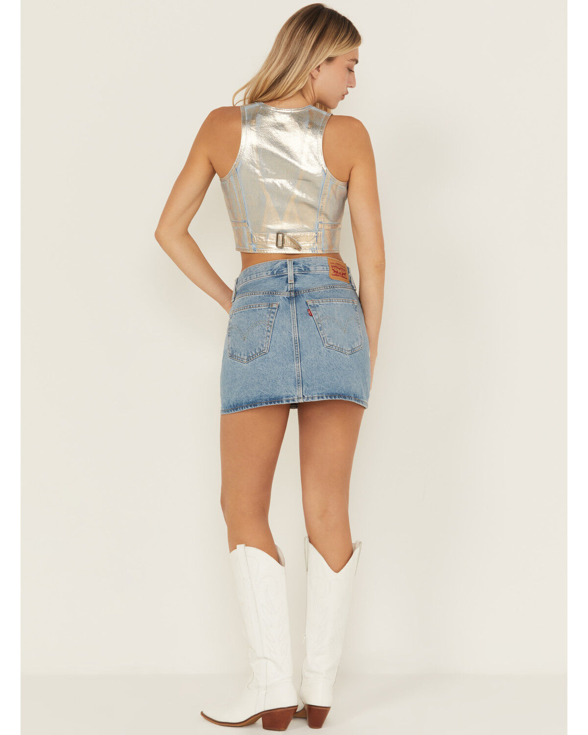 Image #3 - Levi's Women's Shine Theory Icon Light Wash Mid Rise Mini Denim Skirt, Light Wash, hi-res