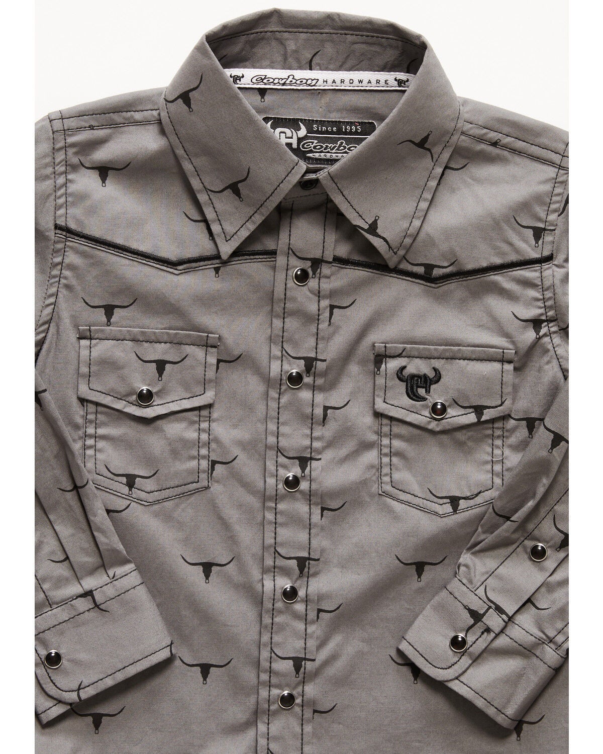 Image #2 - Cowboy Hardware Toddler Boys' Skill Scatter Long Sleeve Snap Stretch Western Shirt, Charcoal, hi-res