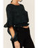 Image #3 - Shyanne Women's Dark Green Animal Print Bell Sleeve Crop Top, Dark Green, hi-res