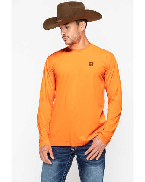 Wrangler Men's Riggs Crew Performance Long Sleeve T-Shirt, Bright Orange, hi-res