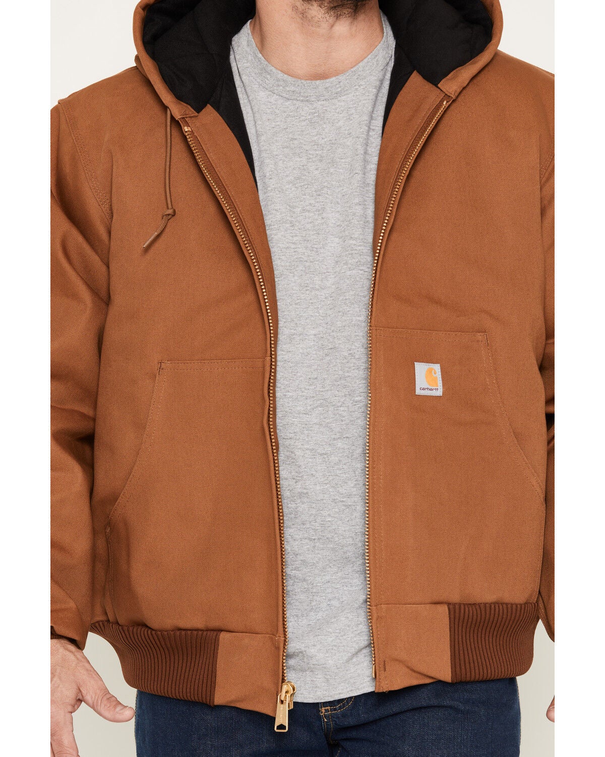 Image #3 - Carhartt Men's Flannel Lined Loose Fit Firm Duck Active Jacket - Big, Brown, hi-res
