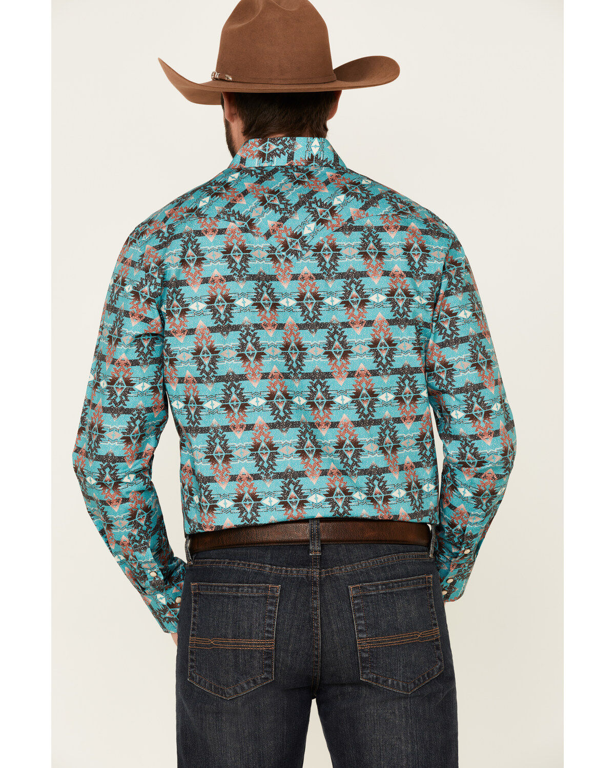 Image #4 - Rock & Roll Denim Men's Southwestern Print Long Sleeve Snap Western Shirt, Multi, hi-res