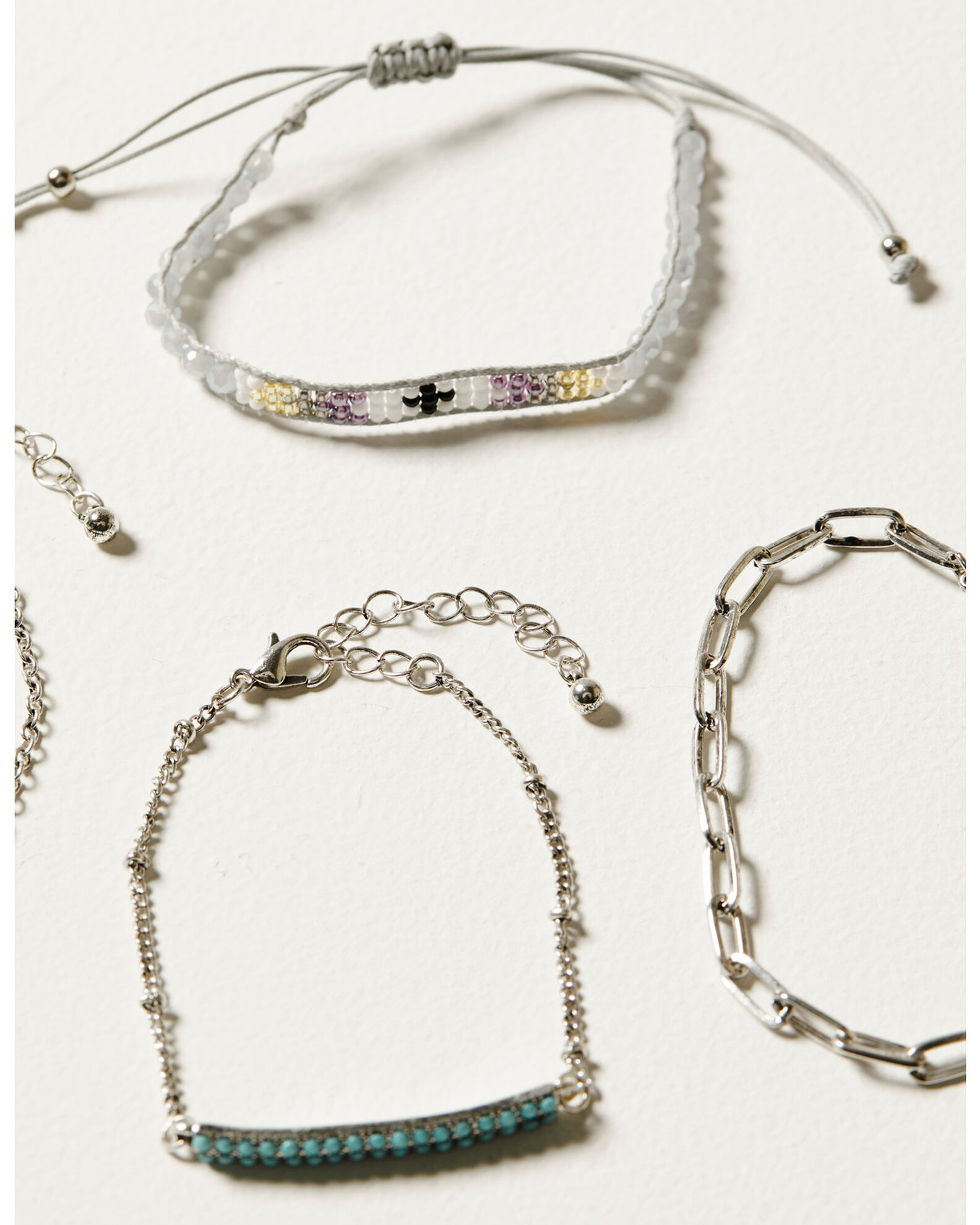 Shyanne Women's 4-Piece Silver Cactus Friendship Charm Bracelet Set