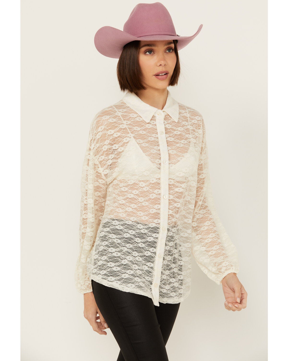 Sadie & Sage Women's Long Sleeve Button-Down Knit Top, Ivory, hi-res