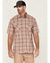Image #1 - Carhartt Men's Rugged Flex Nutmeg Plaid Relaxed Short Sleeve Snap Western Shirt , Brown, hi-res