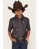 Image #1 - Panhandle Slim Boys' Steer Head Print Short Sleeve Polo, Black, hi-res