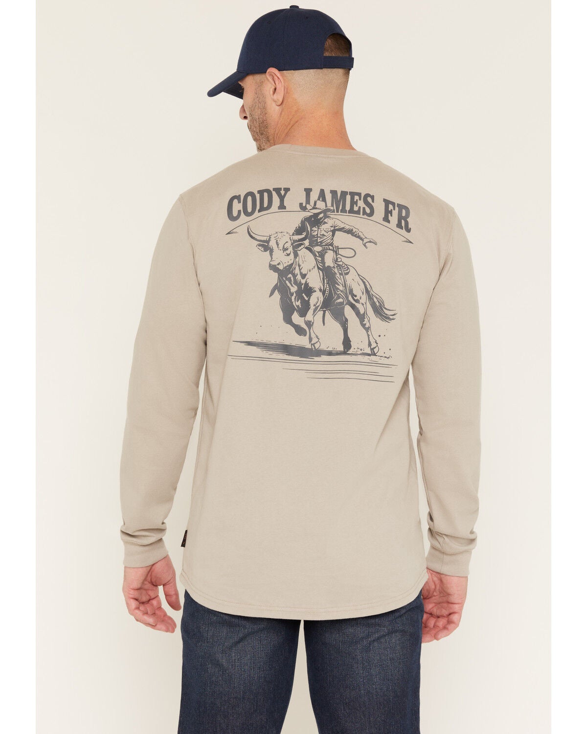 Image #1 - Cody James Men's FR Solid Bull Long Sleeve Graphic Work T-Shirt, Tan, hi-res