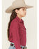 Image #2 - Ariat Girls' Shine Bright Solid Long Sleeve Rhinestone Snap Western Shirt, Maroon, hi-res
