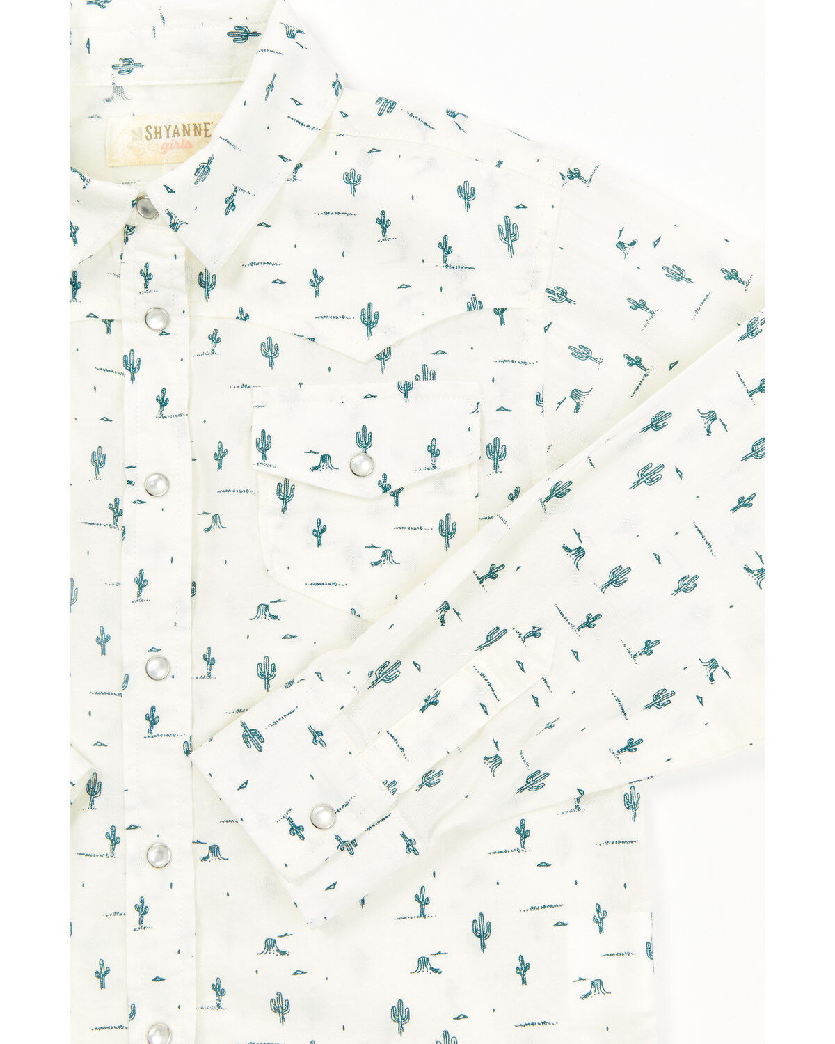 Image #2 - Shyanne Toddler Girls' Cactus Print Western Pearl Snap Shirt, Ivory, hi-res