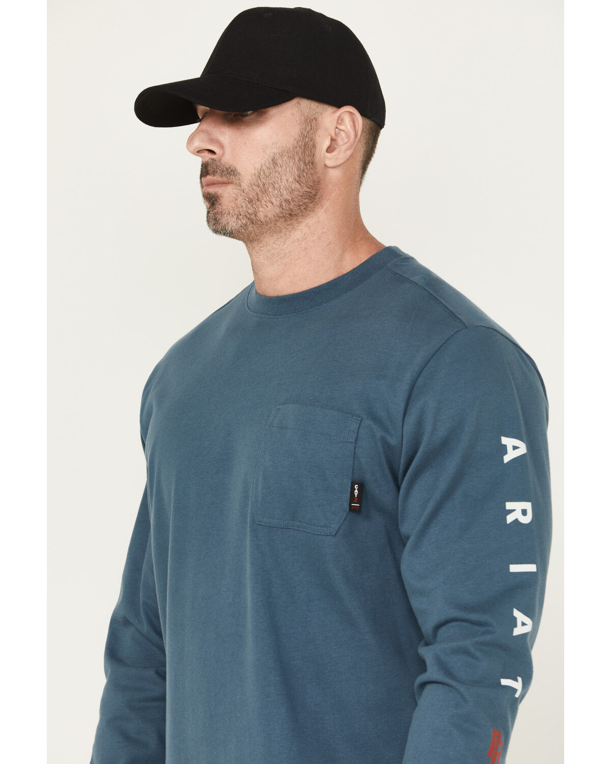Image #3 - Ariat Men's FR Hard Head Long Sleeve Pocket Work Shirt, Blue, hi-res