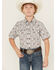 Image #1 - Cody James Boys' High Plains Southwestern Print Short Sleeve Snap Western Shirt, Light Blue, hi-res