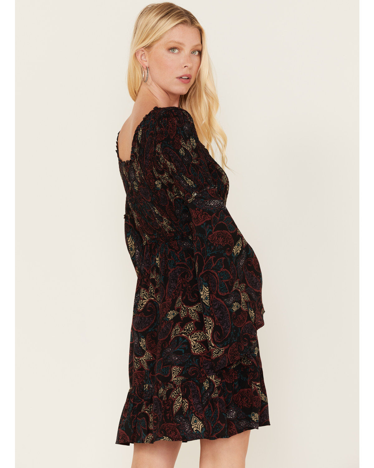 Image #4 - Shyanne Women's Paisley Print Smocked Tiered Dress, , hi-res