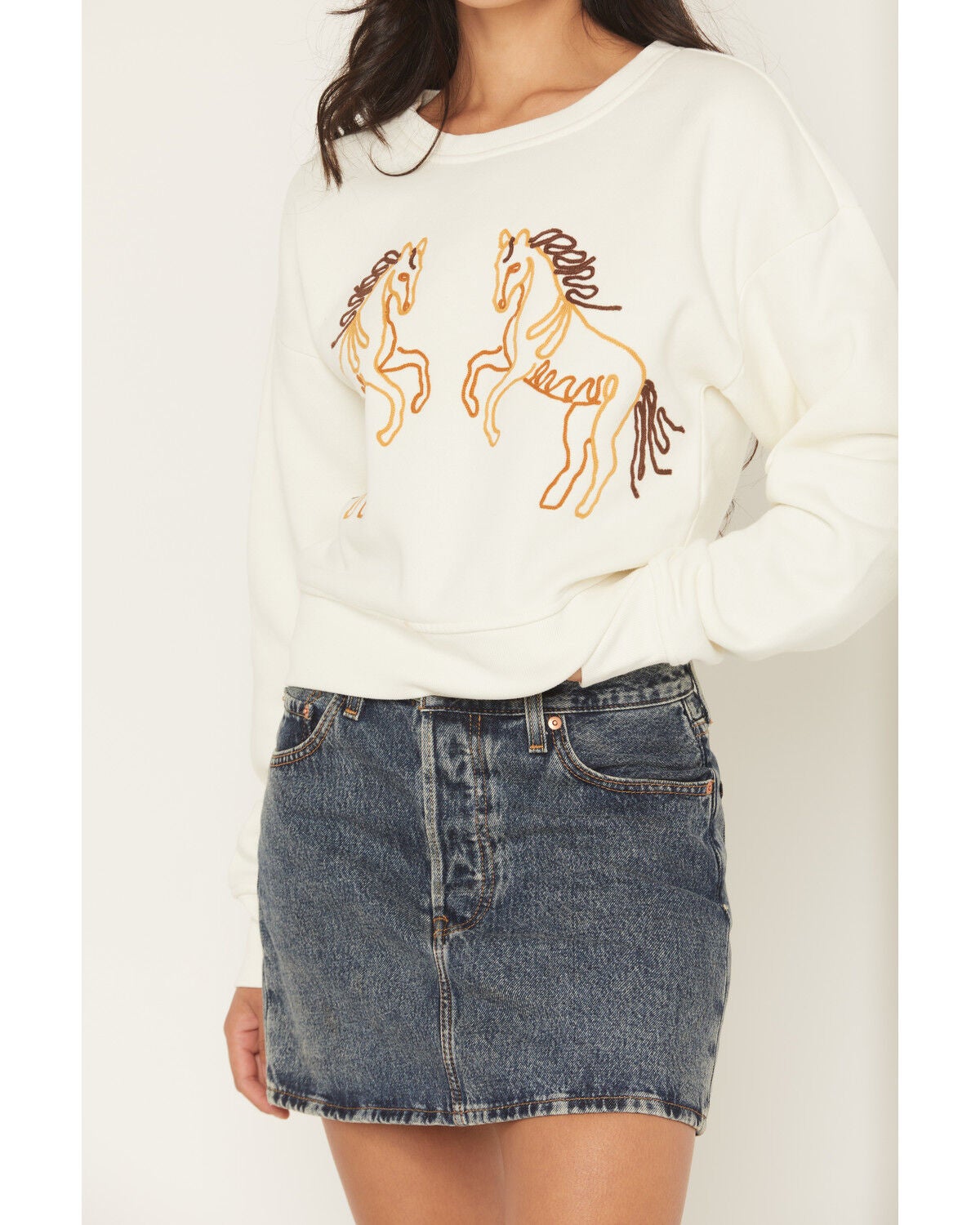 Image #3 - Wrangler Retro Women's Horse Crewneck Sweatshirt, White, hi-res