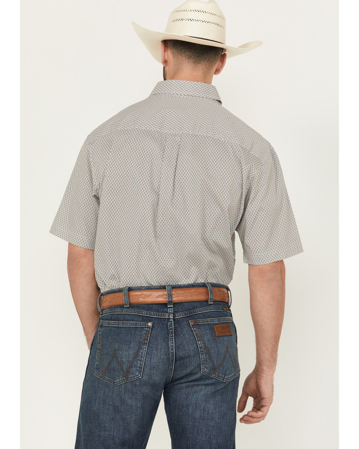 Image #4 - George Strait by Wrangler Men's Geo Print Short Sleeve Button-Down Stretch Western Shirt, Grey, hi-res