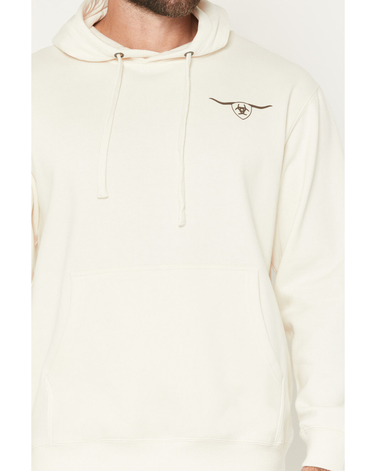Image #4 - Ariat Men's Logo Shield Steerhead Graphic Hooded Sweatshirt, Oatmeal, hi-res