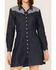 Maggie Sweet Women's Remedios Long Sleeve Western Mini Dress, Blue, hi-res