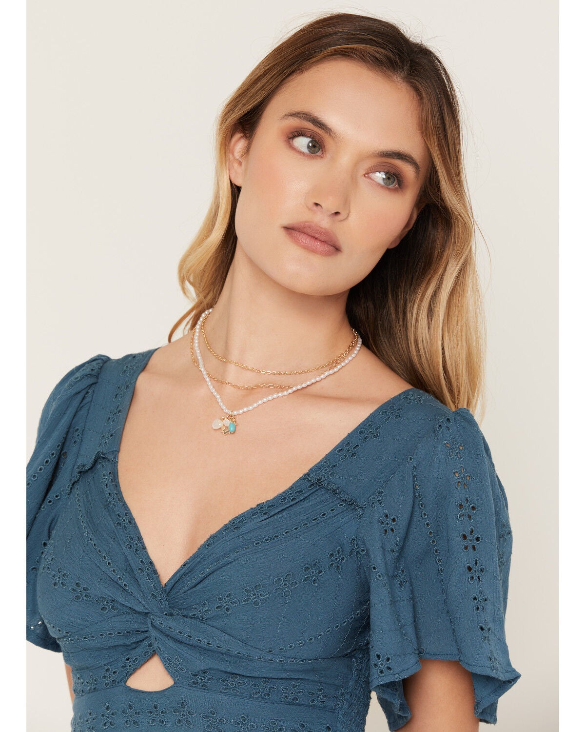 Image #1 - Shyanne Women's Pearl Cluster Charm Layered Necklace, Gold, hi-res