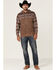 Hooey Men's Southwestern Print Color Block Pullover Hooded Sweatshirt  , Brown, hi-res