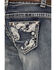 Shyanne Girls' Medium Wash Faded Paisley Pocket Stretch Bootcut Jeans , Blue, hi-res