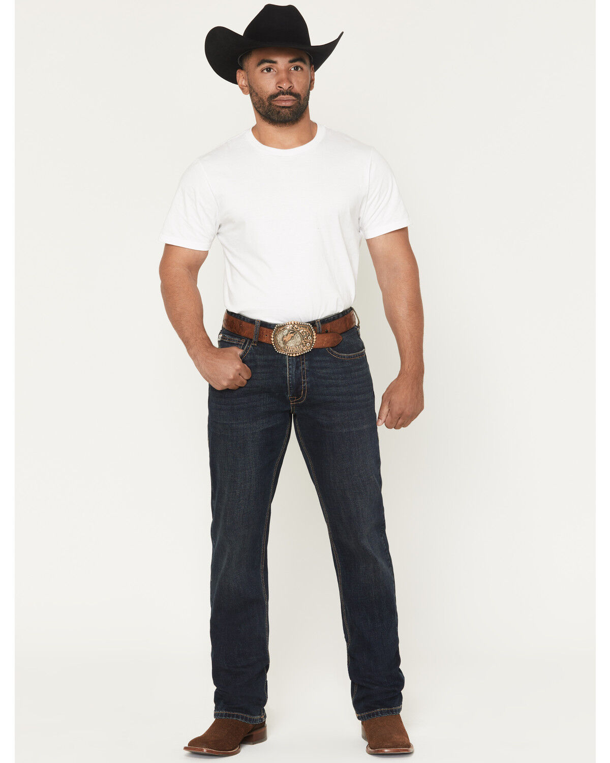 Image #1 - Hooey by Rock Men's Dark Wash Double Barrel Stackable Bootcut Denim Jeans, Dark Wash, hi-res