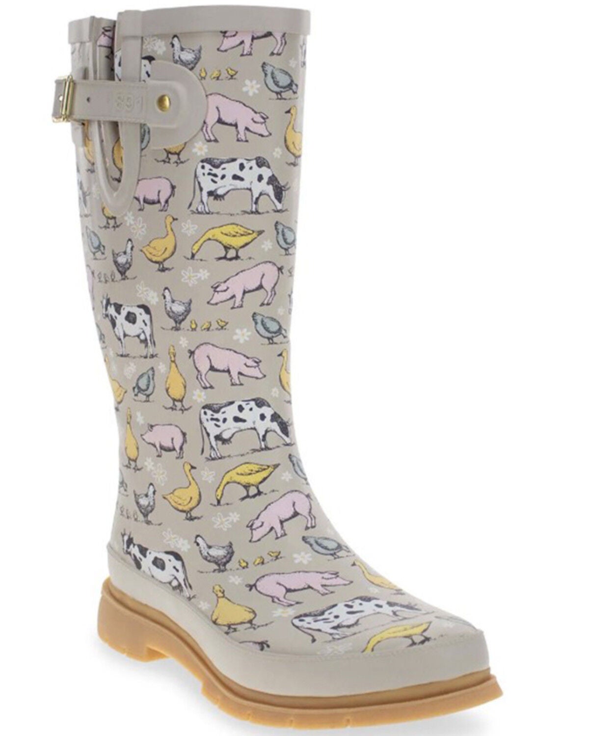 Western Chief Women's Farmhouse Tall Rain Boots - Round Toe, Taupe, hi-res