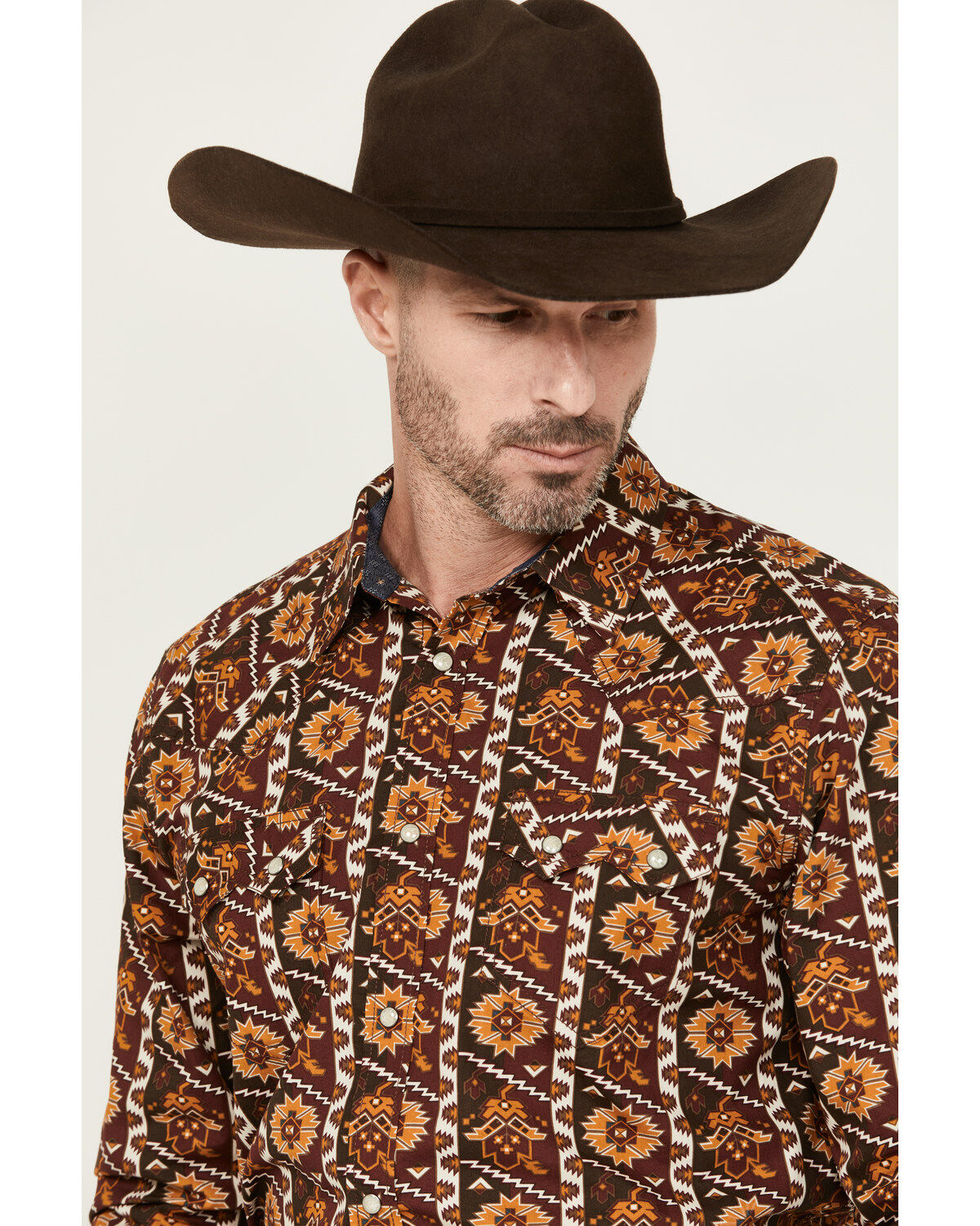 Image #2 - Cody James Men's Row Boat Southwestern Print Long Sleeve Snap Western Shirt, Red, hi-res