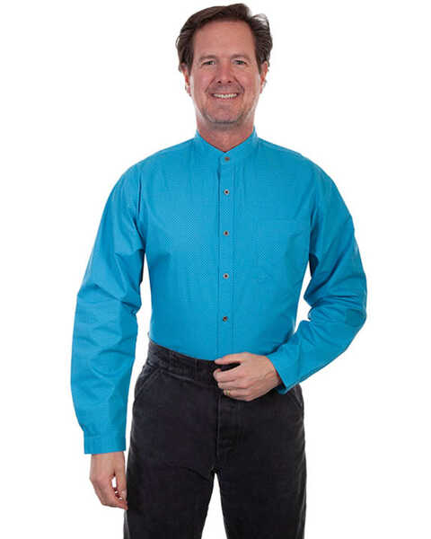 Scully RangeWear Men's Geo Print Long Sleeve Western Shirt , Light Blue, hi-res