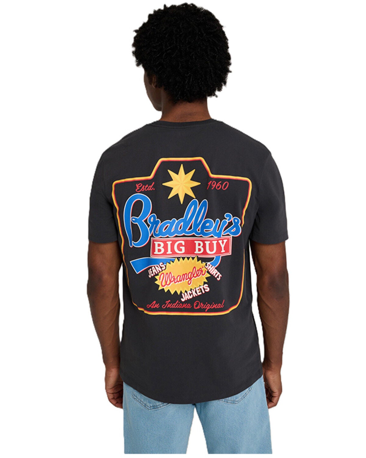 Wrangler X Stranger Things Men's Bradley's Big Buy Short Sleeve Graphic T-Shirt, Black, hi-res