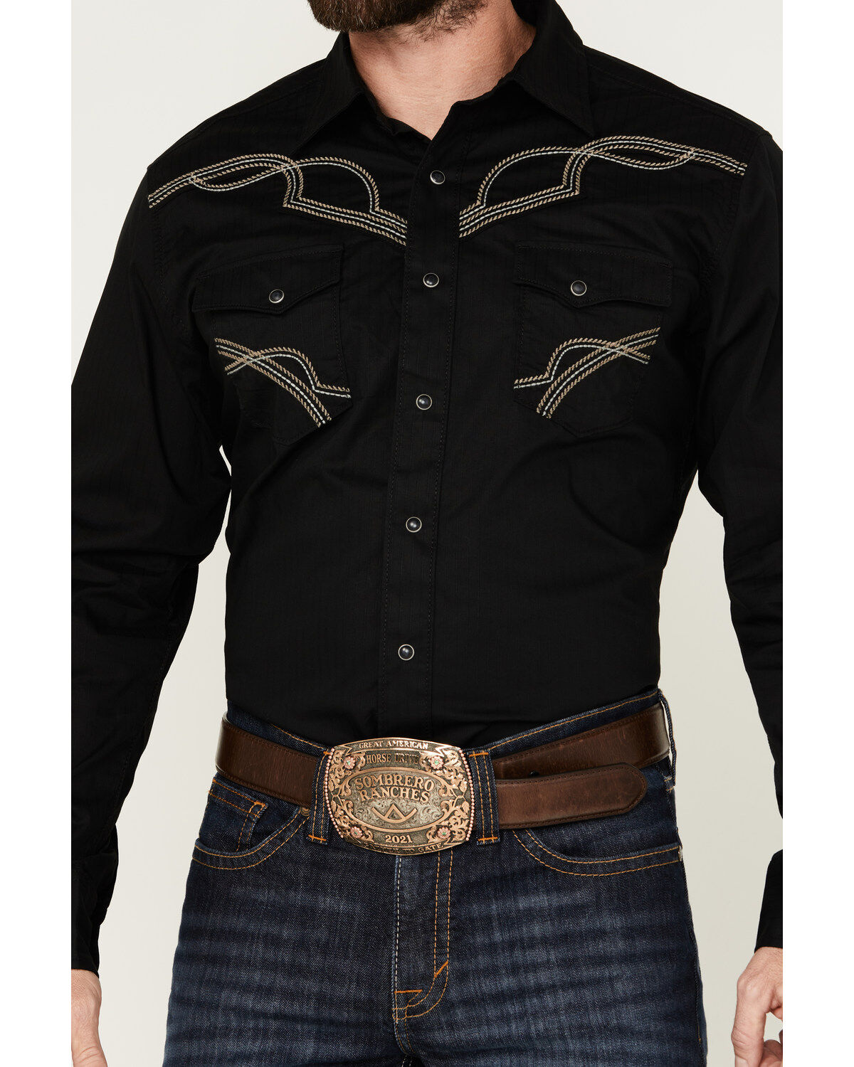 Product Name:  Rock 47 by Wrangler Men's Long Sleeve Embroidered Snap Western Shirt