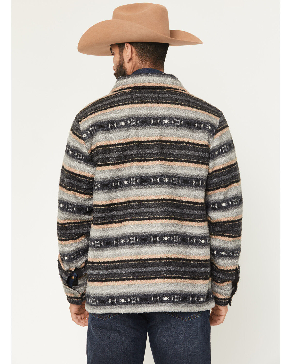 Image #4 - Panhandle Slim Men's Jicarilla Southwestern Print Berber Jacket, Grey, hi-res